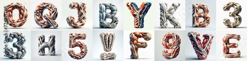 3D lettering what blend Bones and Muscles. AI generated illustration