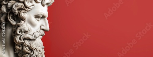 Man statue on red background