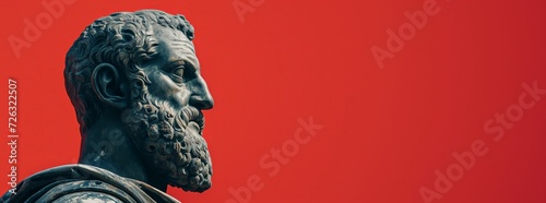 Man statue on red background