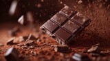 Amidst the dirt and debris, a rich brown chocolate bar tumbles to the ground, its sweet potential shattered in an instant