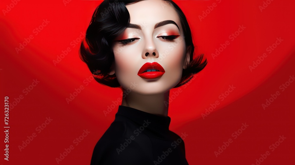 Women model with makeup with hair Women model with makeup with hair