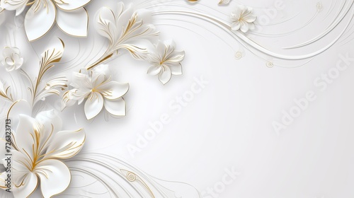Abstract background with white floral ornament on a white background
