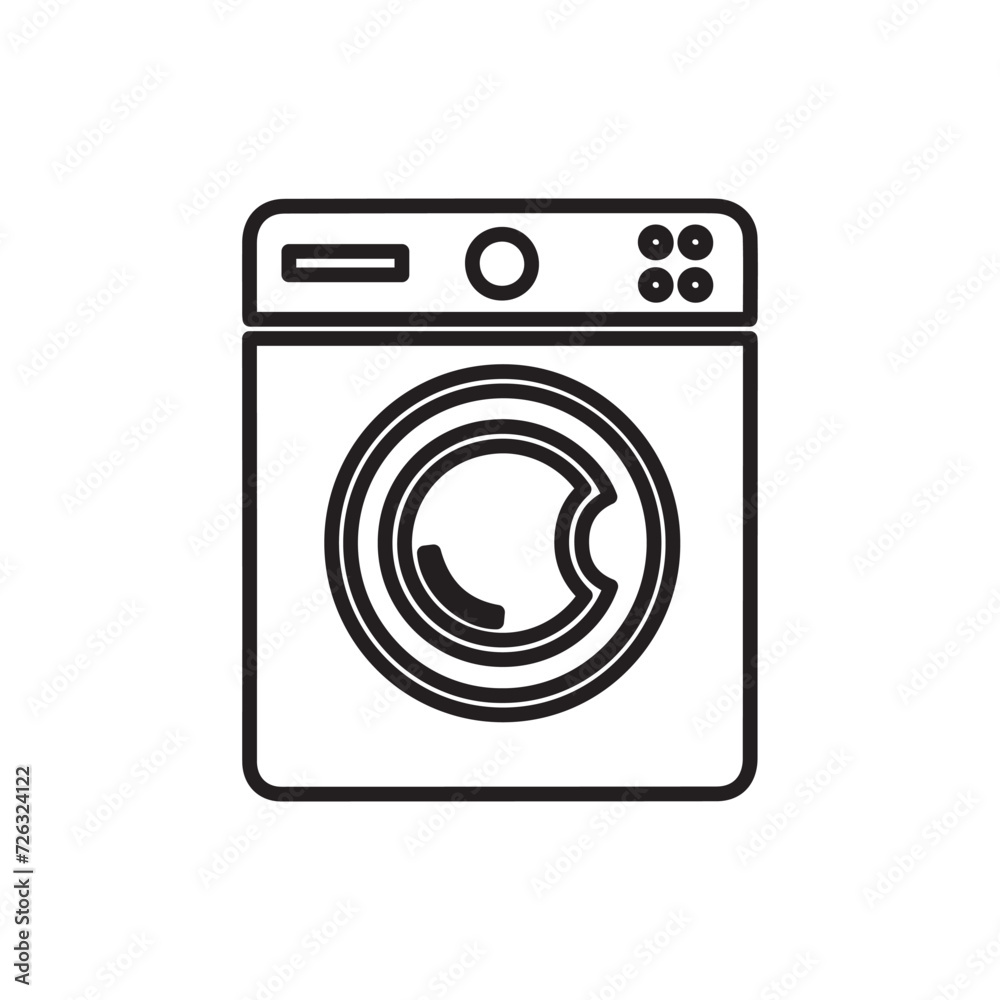 Washing machine outline icon vector
