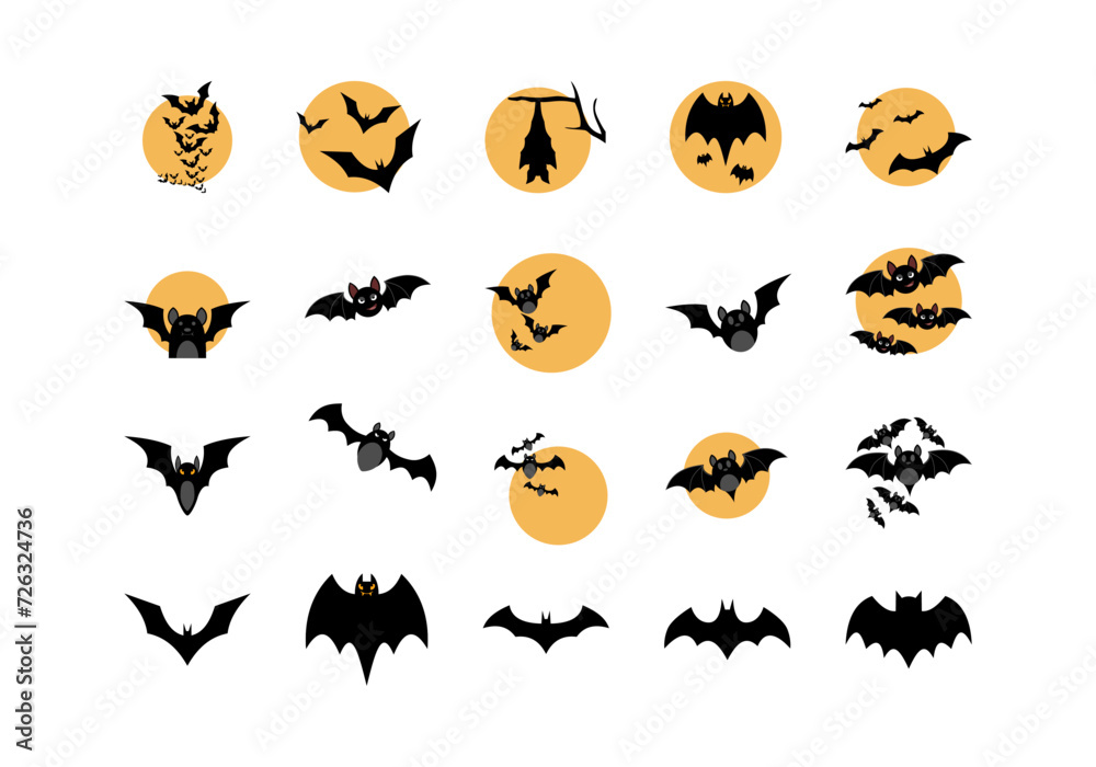 Halloween Bat Illustration Element Set