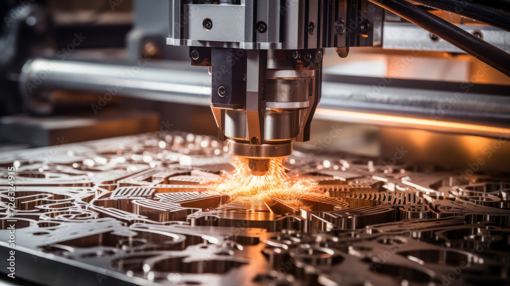 Close-up of the working process of a CNC machine Close-up of the working process of a CNC machine