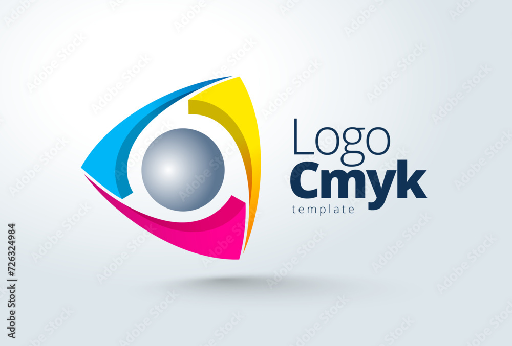 Logo CMYK Ink Printing theme. Template design vector. White background. Logo CMYK Ink Printing theme. Template design vector. White background.
