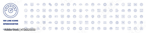 100 icons Speedometer collection. Thin line icon. Editable stroke. Speedometer icons for web and mobile app.