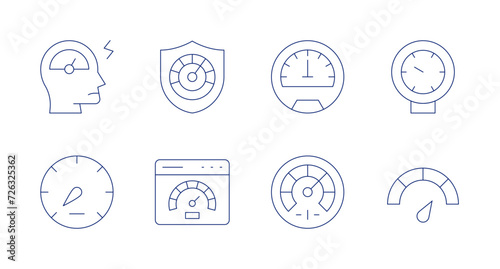 Speedometer icons. Editable stroke. Containing speedometer, barometer.