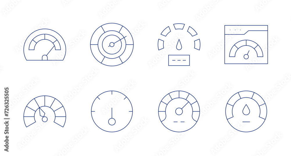 Speedometer icons. Editable stroke. Containing speedometer, website, speed.