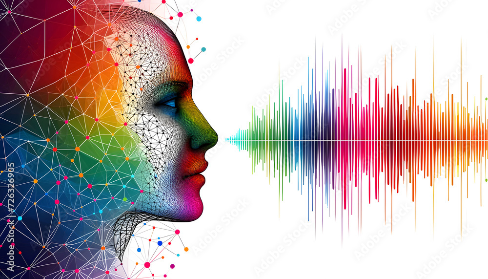 Deepfake illustration background. AI machine learning generated fake ...