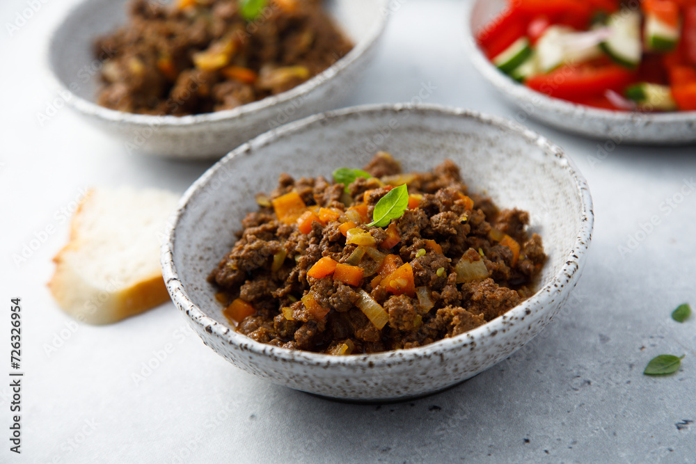 Roasted minced meat with vegetables Roasted minced meat with vegetables