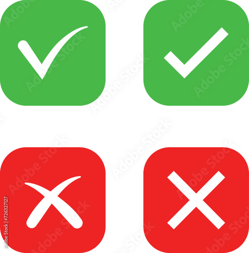 Green check box and Cross box Vector