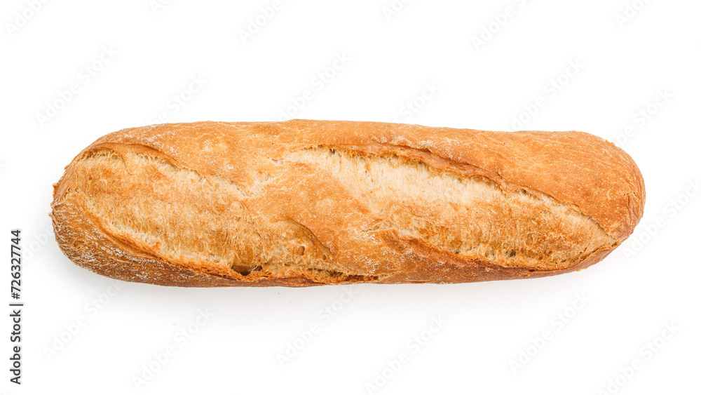Bagietka, rogal, bułka, pieczywo pszenne wyizolowane na białym tle Bagietka, rogal, bułka, pieczywo pszenne wyizolowane na białym tle