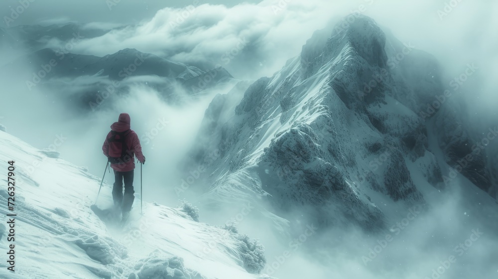 person in the mountains, skier in snowy mountains, generative ai person in the mountains, skier in snowy mountains, generative ai