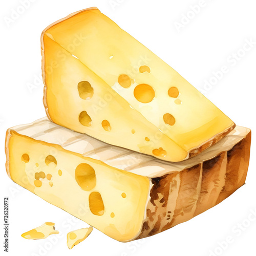 simple clip art of cheese,watercolor illustration