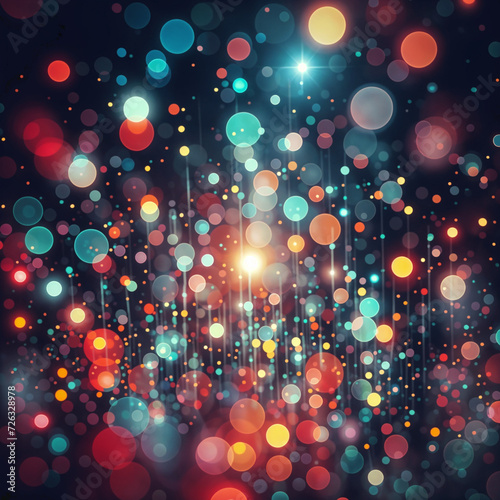 a blurry image of colorful lights on a dark background, a microscopic photo , shutterstock contest winner, holography, bokeh, anamorphic lens flare, irridescent photo