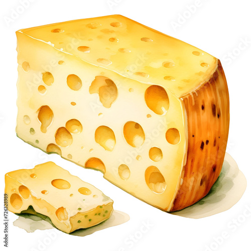 simple clip art of cheese,watercolor illustration