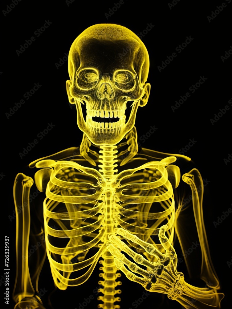 An yellow x-ray of a man. People creative concept An yellow x-ray of a man. People creative concept