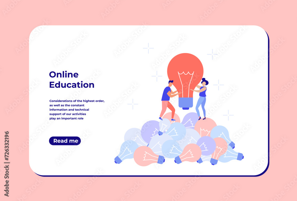Business concept - teamwork, brainstorming, finding new ideas for solutions. People find a crazy idea.Vector illustration of a landing page template.
