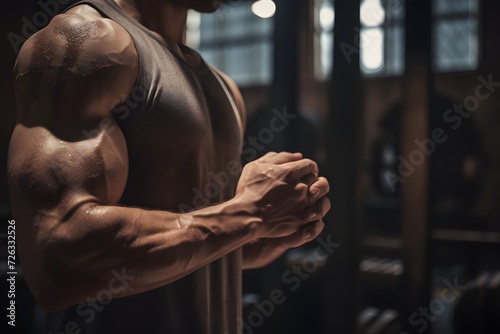 Strong man hands with muscles photo