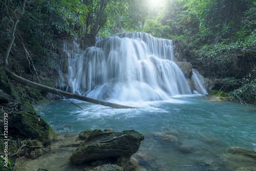 Beautiful deep forest waterfall at Thailand.