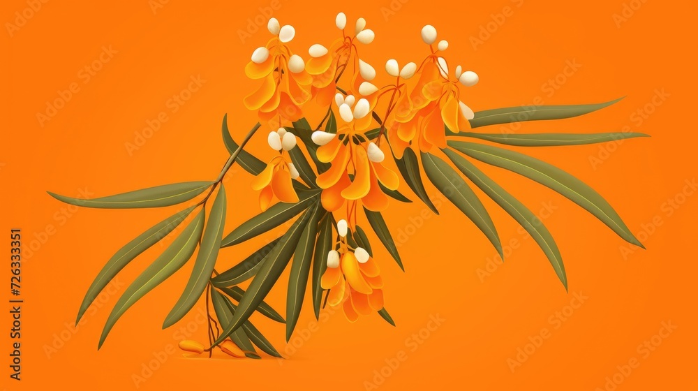 Φωτογραφία Vibrant orange background with an arrangement of yellow flowers and green leaves