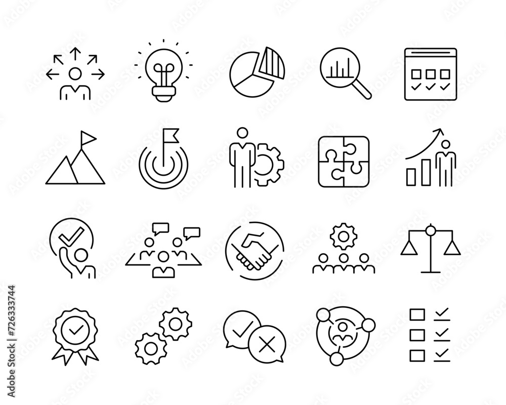 Management Icons - Vector Line. Editable Stroke.