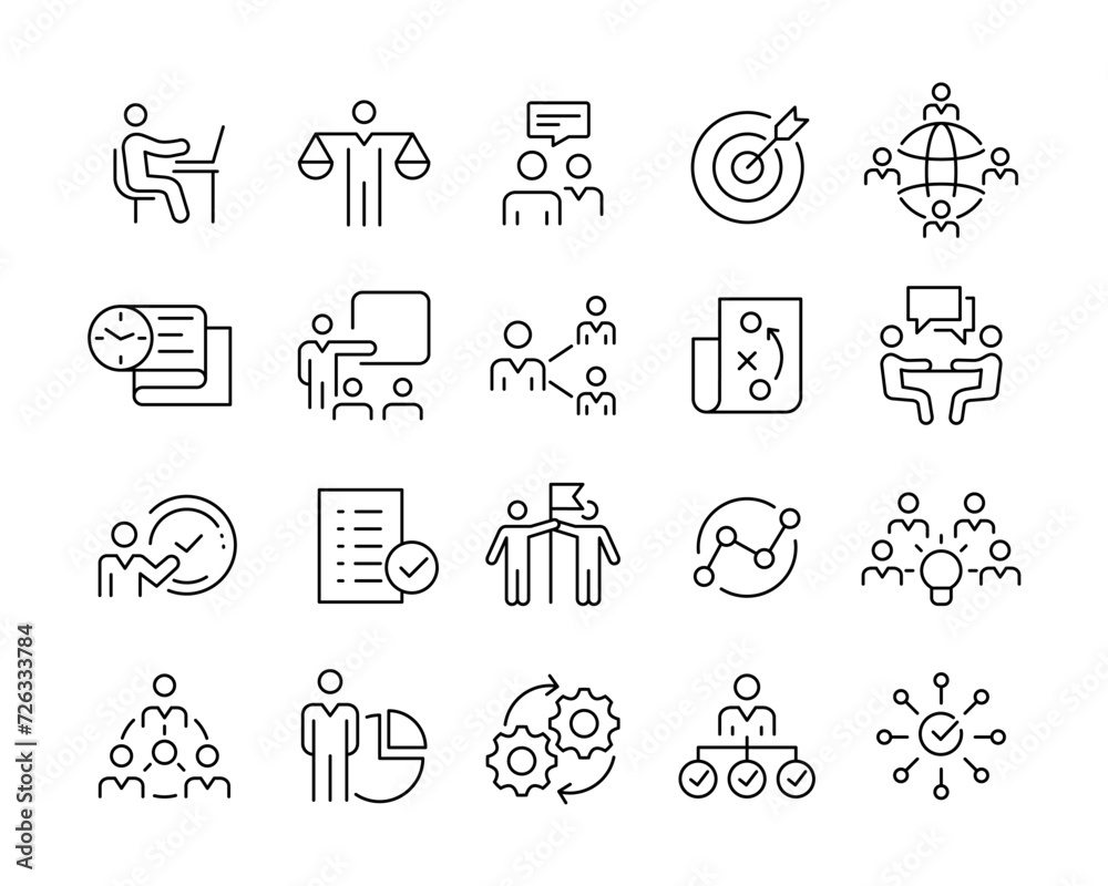 Management Icons - Vector Line. Editable Stroke. Management Icons - Vector Line. Editable Stroke.