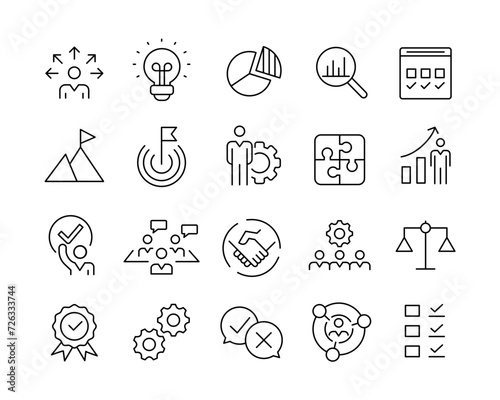 Management Icons - Vector Line. Editable Stroke.