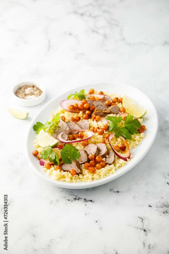 Couscous salad with lamb and chickpeas Couscous salad with lamb and chickpeas
