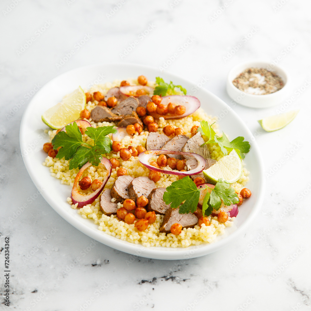 Couscous salad with lamb and chickpeas Couscous salad with lamb and chickpeas