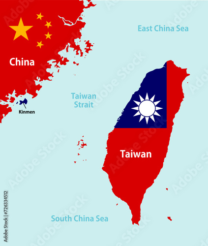 Taiwan and Taiwan Strait map illustration