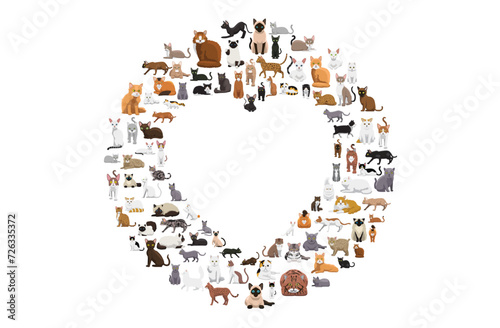 Heart Cat Lover Set Vector Illustration