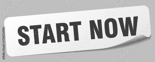 start now sticker. start now label