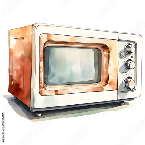 simple clip art of microwave ,watercolor illustration