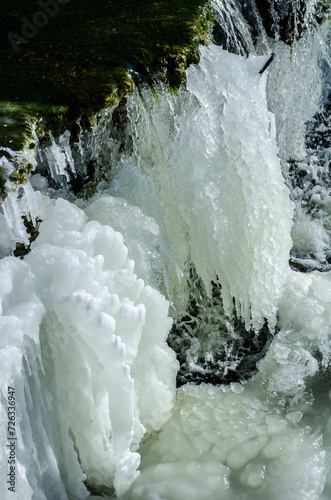 frozen water like a waterfall forms patrician structures