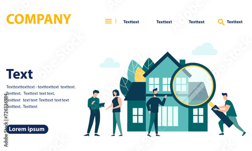 Real estate business concept, choosing and finding a home. Vector illustration isolated white background. flat style web banner, mobile website, Landing Page Template