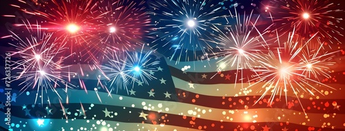Usa Independence Day on background, in the style of poster, bokeh, recycled, flickr, shaped canvas, traditional, soft-edged