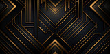 black and gold background with abstract pattern, art deco geometric patterns