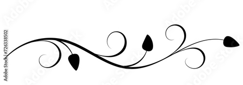 Floral ornament with leaves and abstract lines. Graceful element for decor and greeting or invitation card design