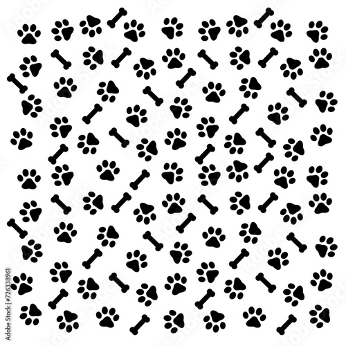 Pattern Footprints of a dog or cat. Isolated silhouette vector.