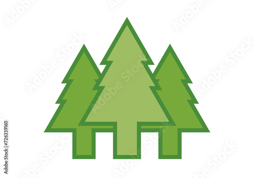 Icono de bosque de pinos en fondo blanco. photo