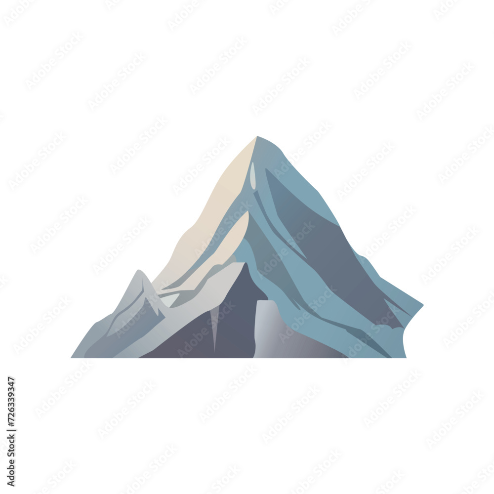 Mountains of colorful set. Showcasing of the serenity of a mountainous landscape through this illustration, where meticulous design and a whimsical cartoon style come together. Vector illustration.