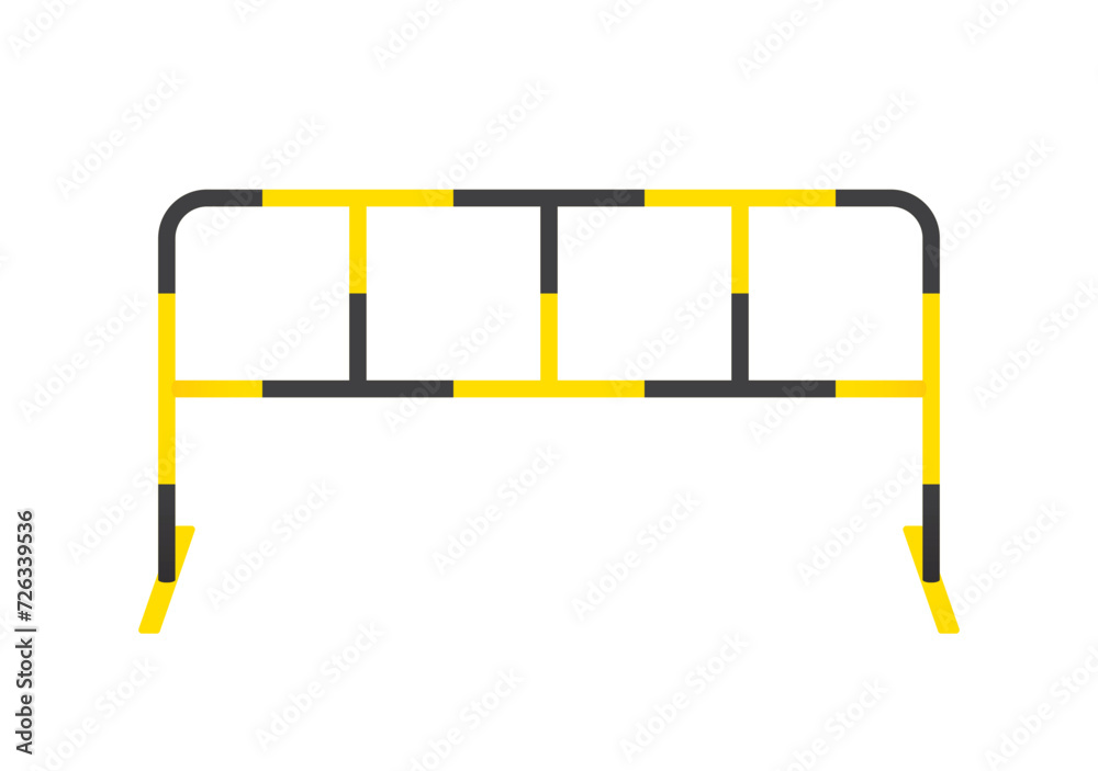 Vector safety railing in black and yellow. Isolated on white background Vector safety railing in black and yellow. Isolated on white background