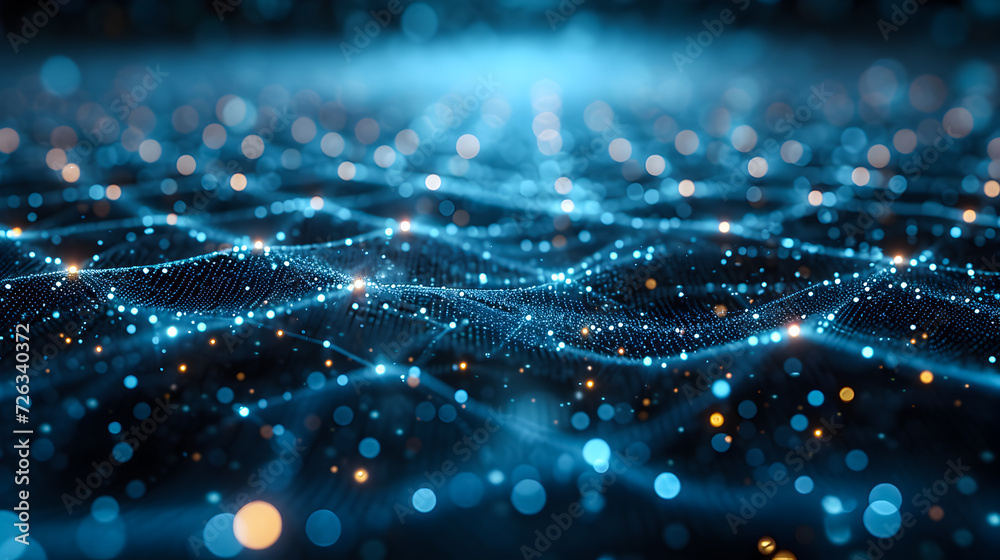 Digital landscape of interconnected blue particles and waves, symbolizing network and data concepts.
Digital landscape of interconnected blue particles and waves, symbolizing network and data concepts.