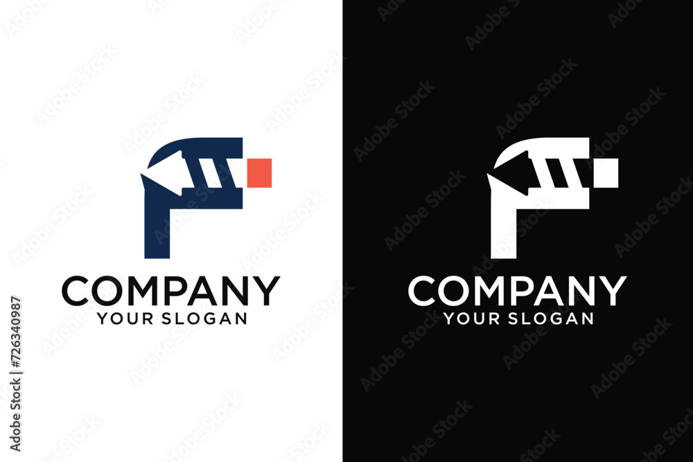 initial letter P drill logo initial letter P drill logo