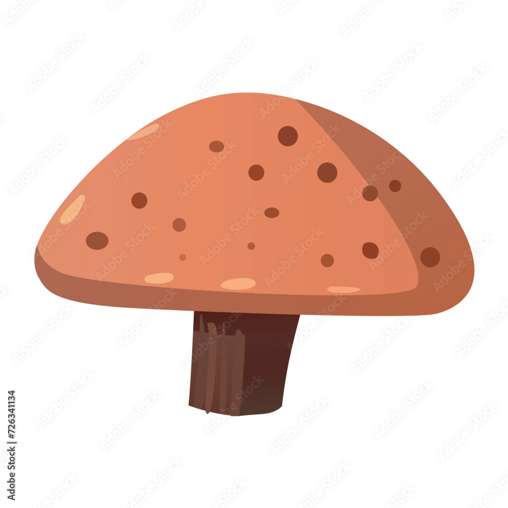Mushroom element of colorful set. This charming illustration features a mushroom as a delightful nature element, creatively designed in a cartoon style. Vector illustration.