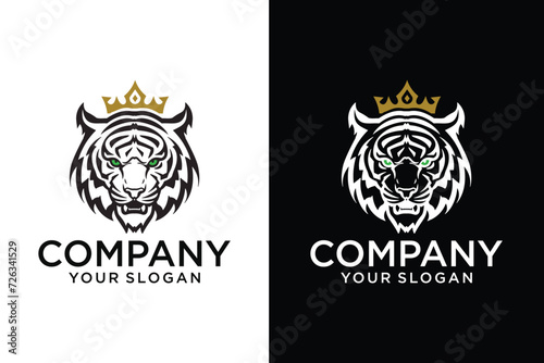 Tiger head silhouette. monochrome vector tiger logo. tiger head vector illustration. Tiger logo