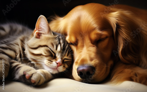 Furry Love: Dog and Cat in a Cute, Caring Sleep Embrace