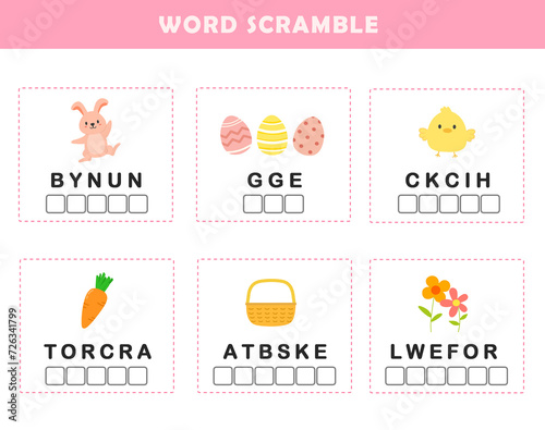 Tableau sur toile Easter word scramble for kids